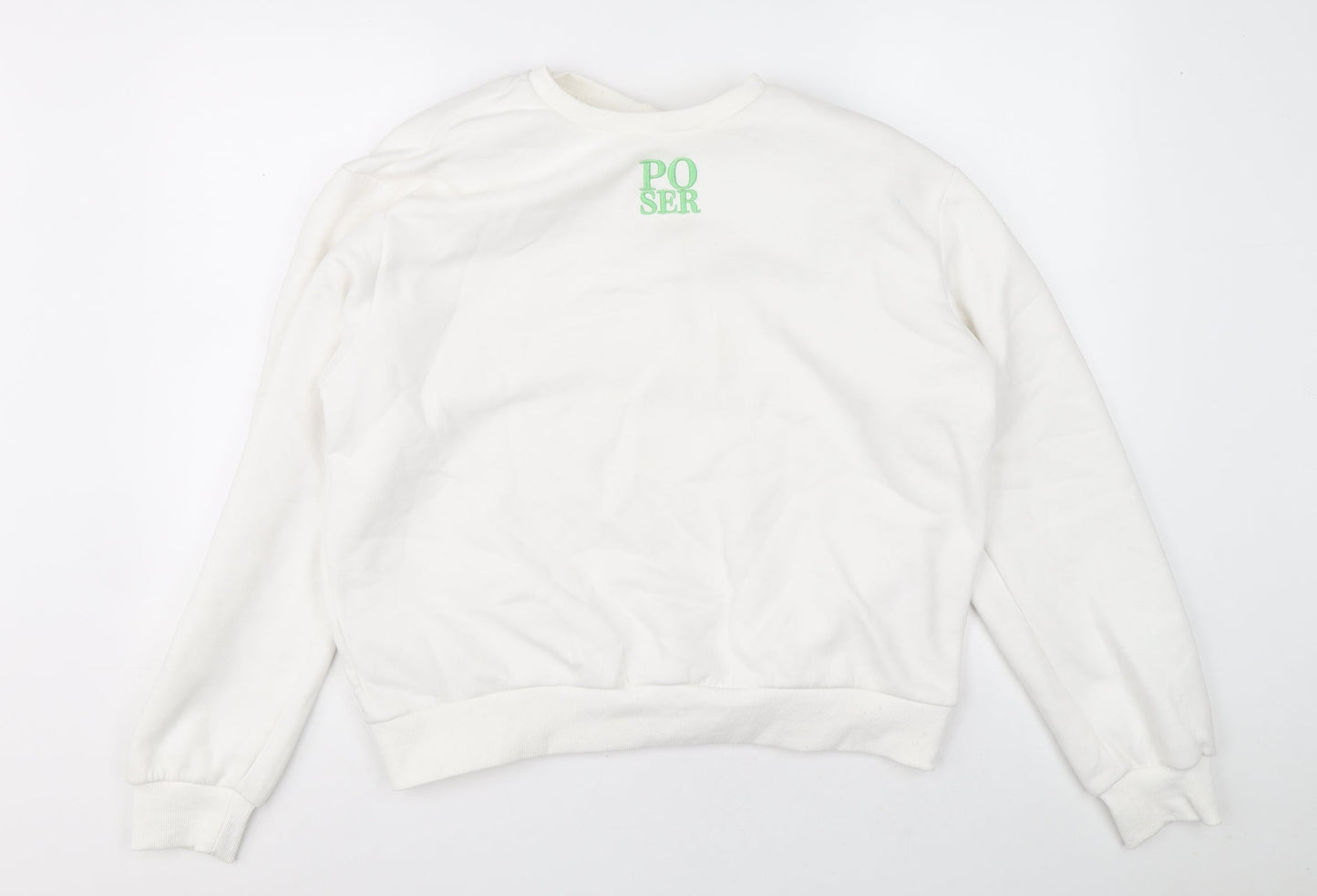 Poser Parlour Womens White Polyester Pullover Sweatshirt Size L Pullover - POSER
