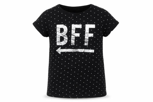 Primark Girls Black Polka Dot Cotton Basic T-Shirt Size 11-12 Years Round Neck Pullover - BFF