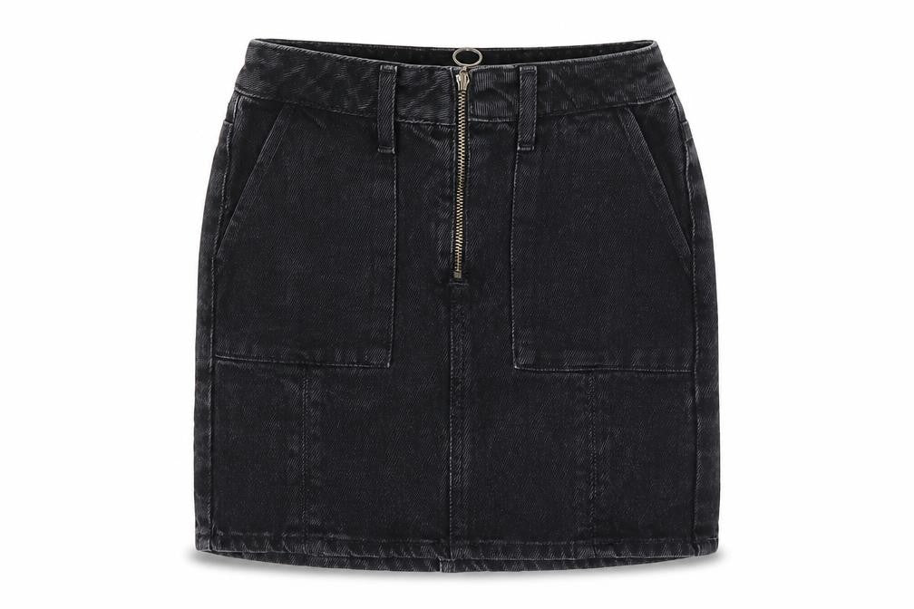 New Look Girls Black 100% Cotton Mini Skirt Size 9 Years Regular Zip