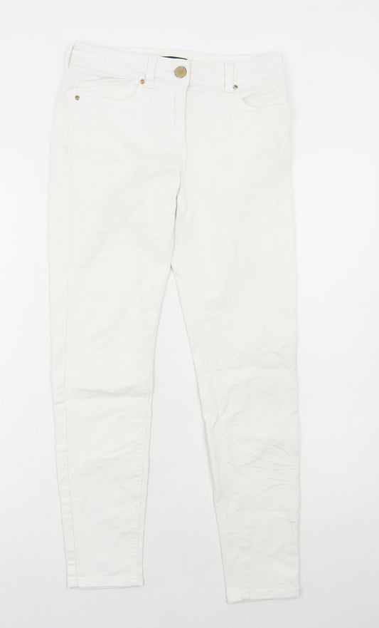 Marks and Spencer Womens White Cotton Skinny Jeans Size 8 L27 in Regular Button