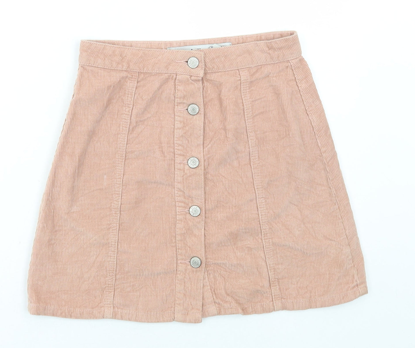 Denim & Co. Womens Pink Cotton Mini Skirt Size 6 Button