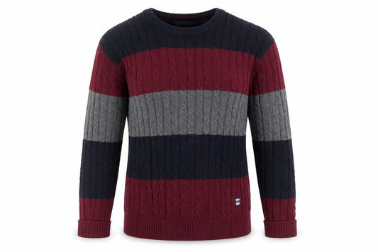 Maine New England Mens Multicoloured Round Neck Striped Cotton Pullover Jumper Size S