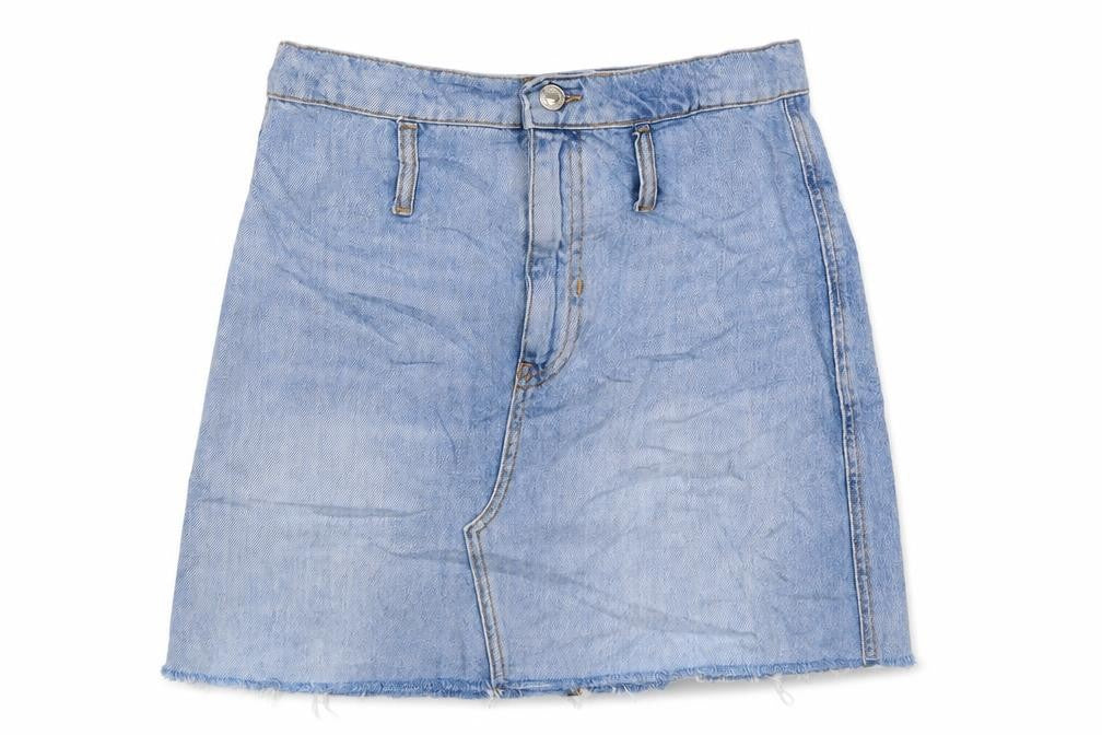 Bershka Womens Blue Cotton Mini Skirt Size S Button - Distressed