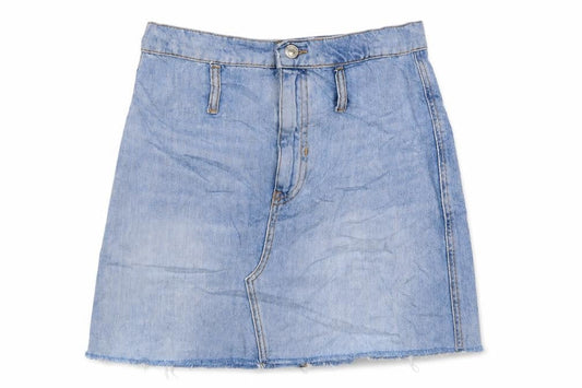 Bershka Womens Blue Cotton Mini Skirt Size S Button - Distressed