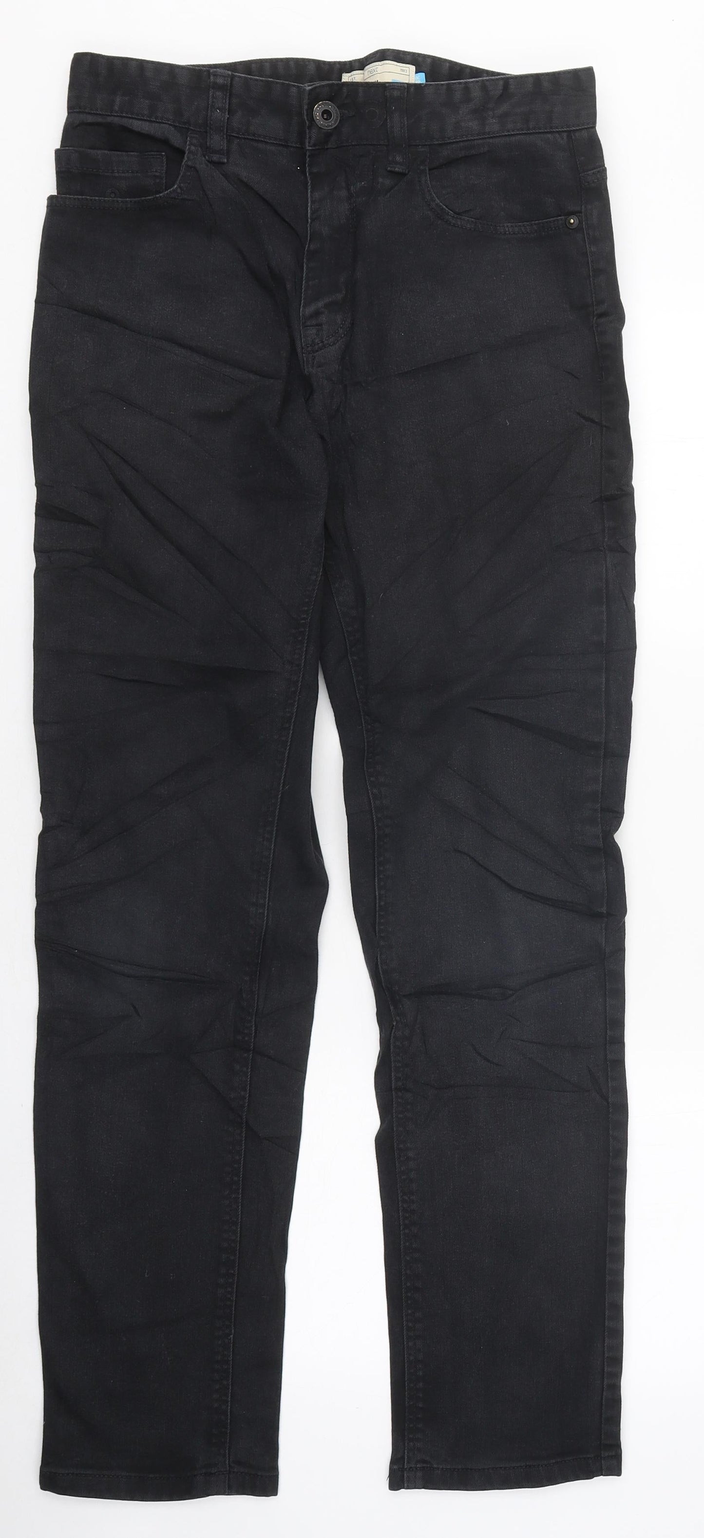 NEXT Mens Black Cotton Skinny Jeans Size 28 in L35 in Relaxed Zip