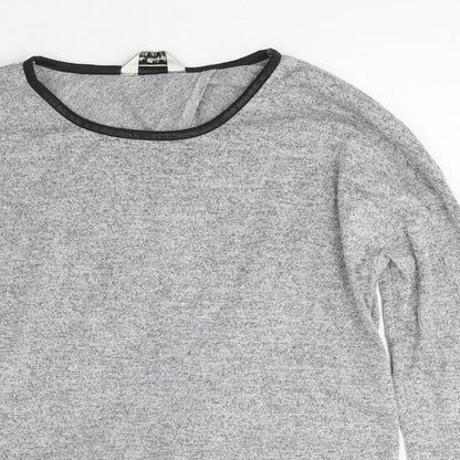 Miss Selfridge Womens Grey Polyester Basic T-Shirt Size 10 Round Neck