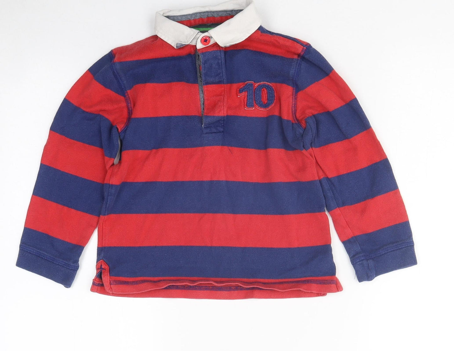 John Lewis Boys Multicoloured Striped Polyester Pullover Polo Size 4 Years Collared Button