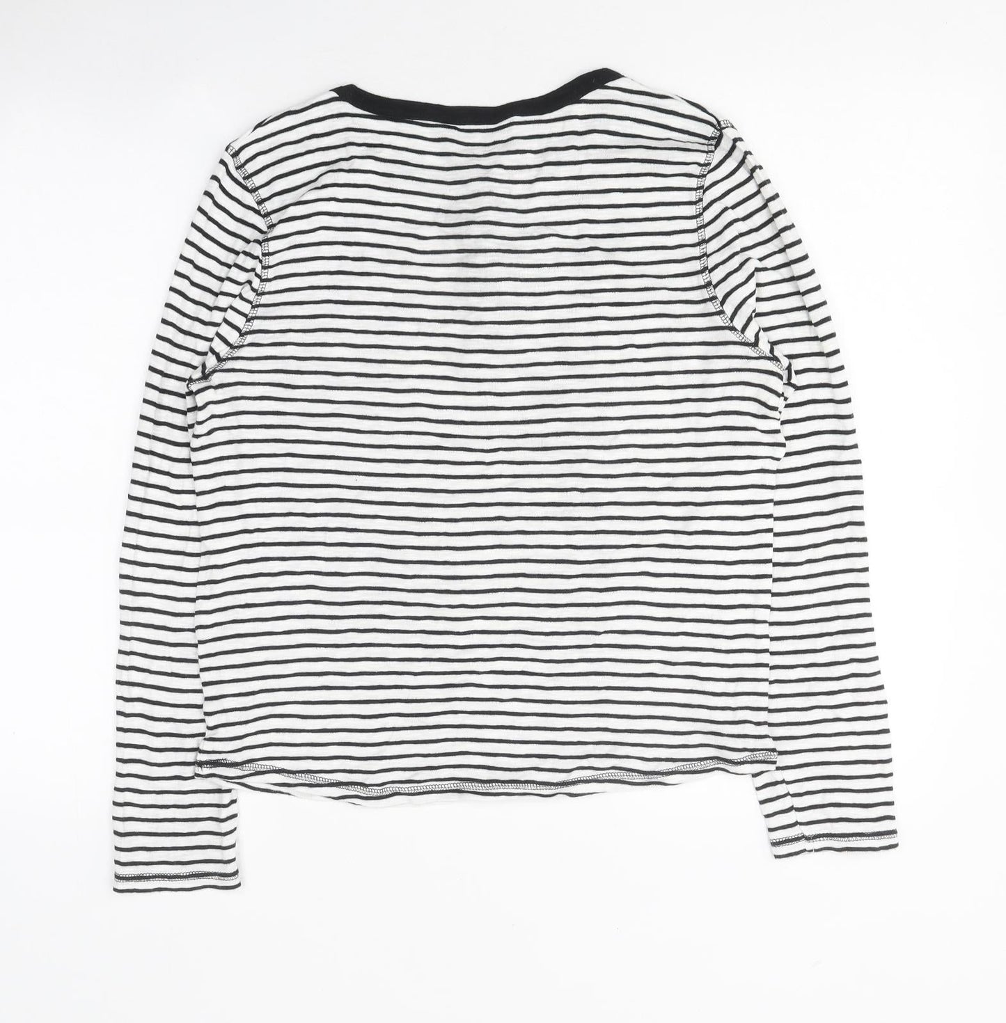 Marks and Spencer Womens Multicoloured Striped Polyester Basic Button-Up Size 12 Round Neck