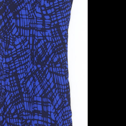 Next Womens Blue Geometric Polyester Bodycon Size 8 Boat Neck Button