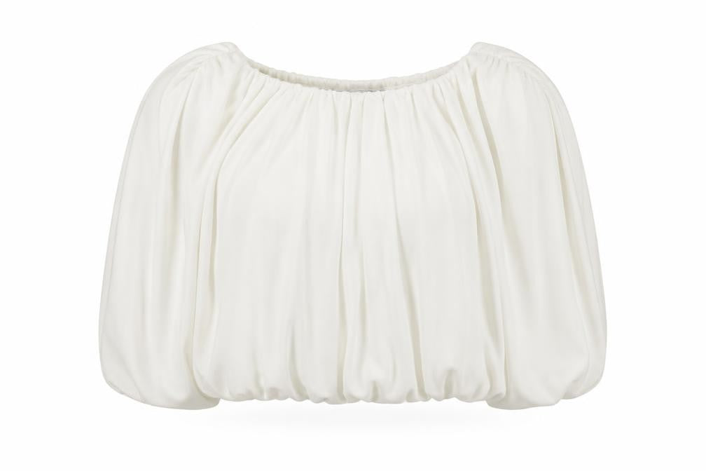 Zara Womens White Polyester Cropped T-Shirt Size S Off the Shoulder - Bandeau