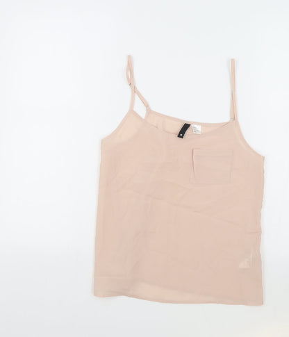 H&M Womens Pink Polyester Camisole Tank Size 8 Round Neck
