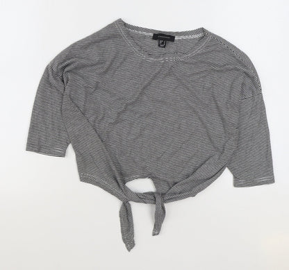 Atmosphere Womens Black Striped Cotton Basic T-Shirt Size 6 Round Neck