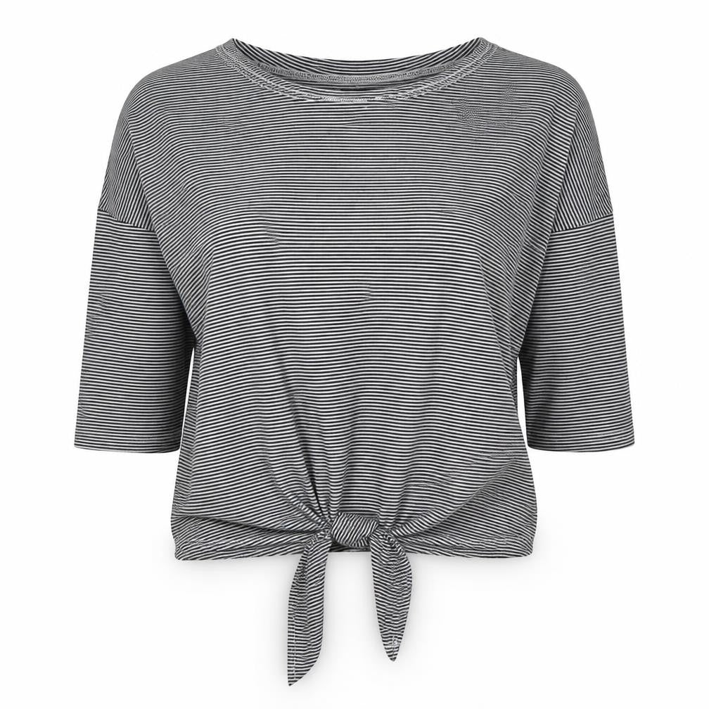 Atmosphere Womens Black Striped Cotton Basic T-Shirt Size 6 Round Neck