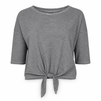Atmosphere Womens Black Striped Cotton Basic T-Shirt Size 6 Round Neck