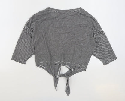 Atmosphere Womens Black Striped Cotton Basic T-Shirt Size 6 Round Neck