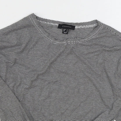 Atmosphere Womens Black Striped Cotton Basic T-Shirt Size 6 Round Neck