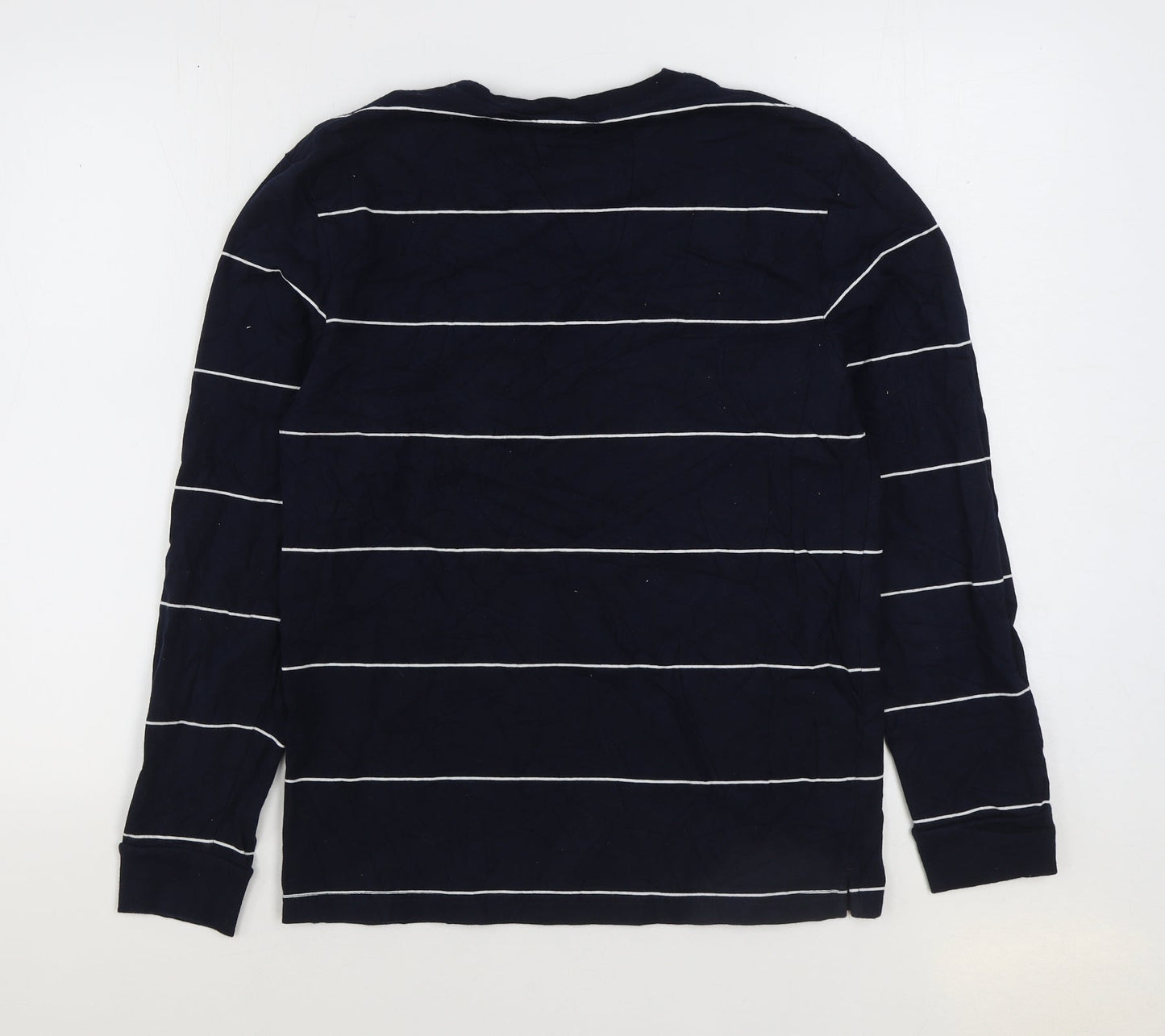 Marks and Spencer Mens Blue Striped Cotton Pullover Sweatshirt Size S