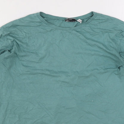 Preloved ASOS Womens Green Cotton Basic T-Shirt Size 8 Round Neck - Detail