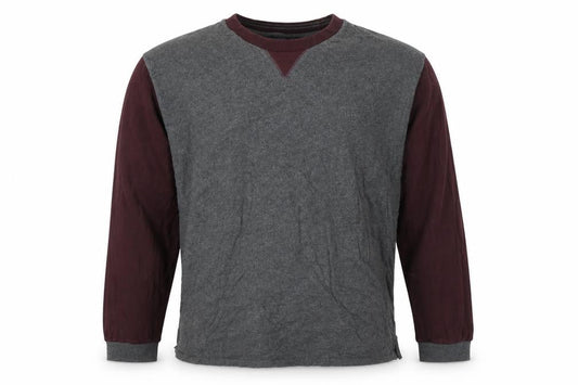 Easy Mens Grey Cotton Pullover Sweatshirt Size L - Colour Block