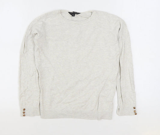 Dorothy Perkins Womens Beige Round Neck Viscose Pullover Jumper Size 12