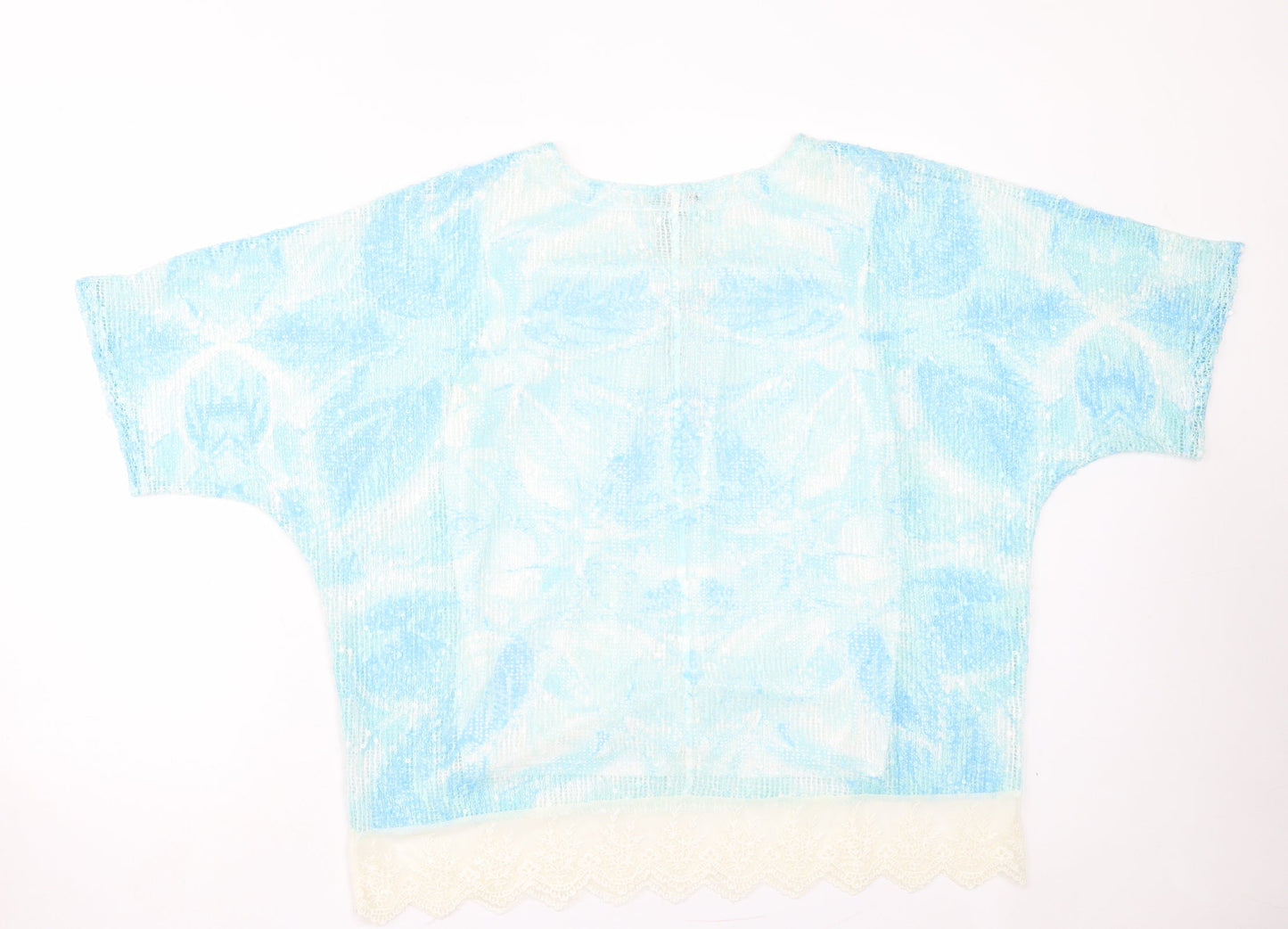 Casamia Womens Blue Polyester Basic T-Shirt Size S Crew Neck