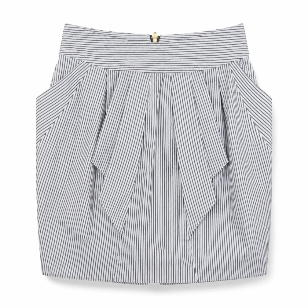 TOKITO Womens Black Striped Polyester A-Line Skirt Size 8 Zip