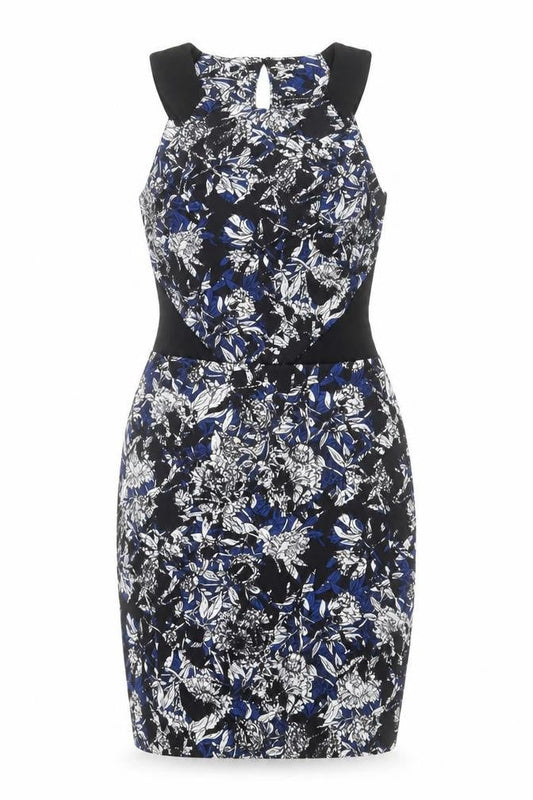 Atmosphere Womens Blue Floral Polyester Pencil Dress Size 10 Halter Button
