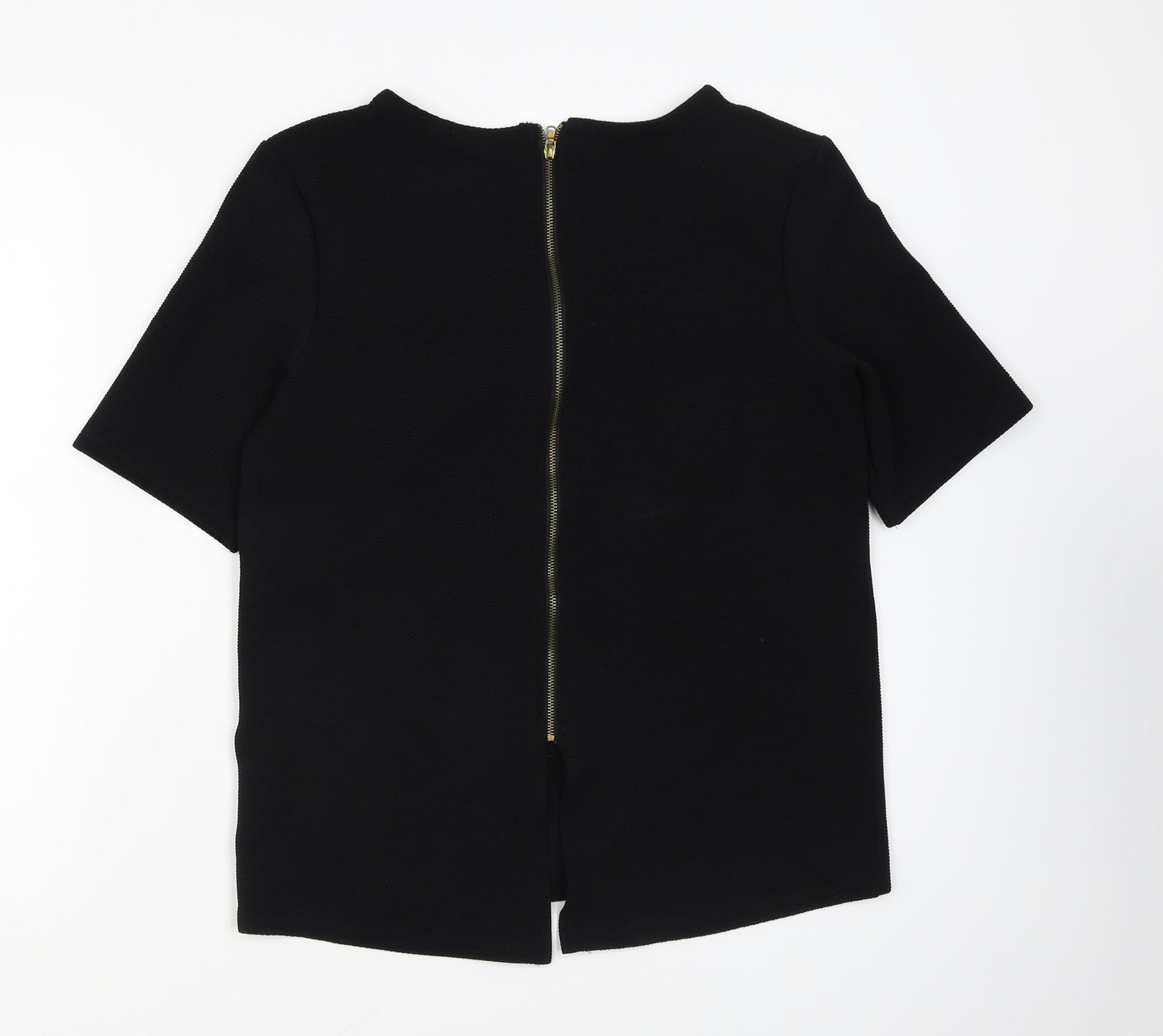 New Look Womens Black Polyester Basic T-Shirt Size 10 Round Neck