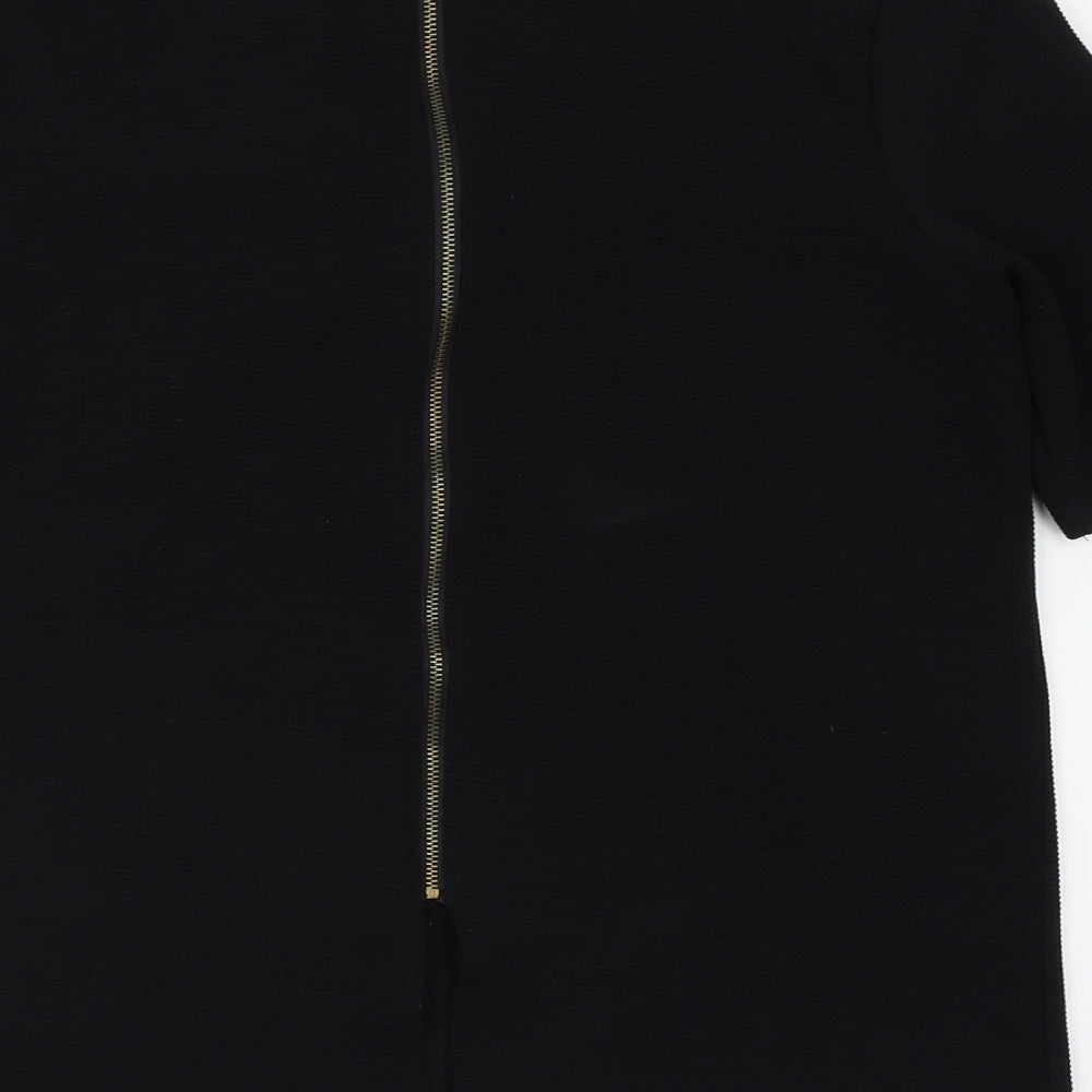 New Look Womens Black Polyester Basic T-Shirt Size 10 Round Neck