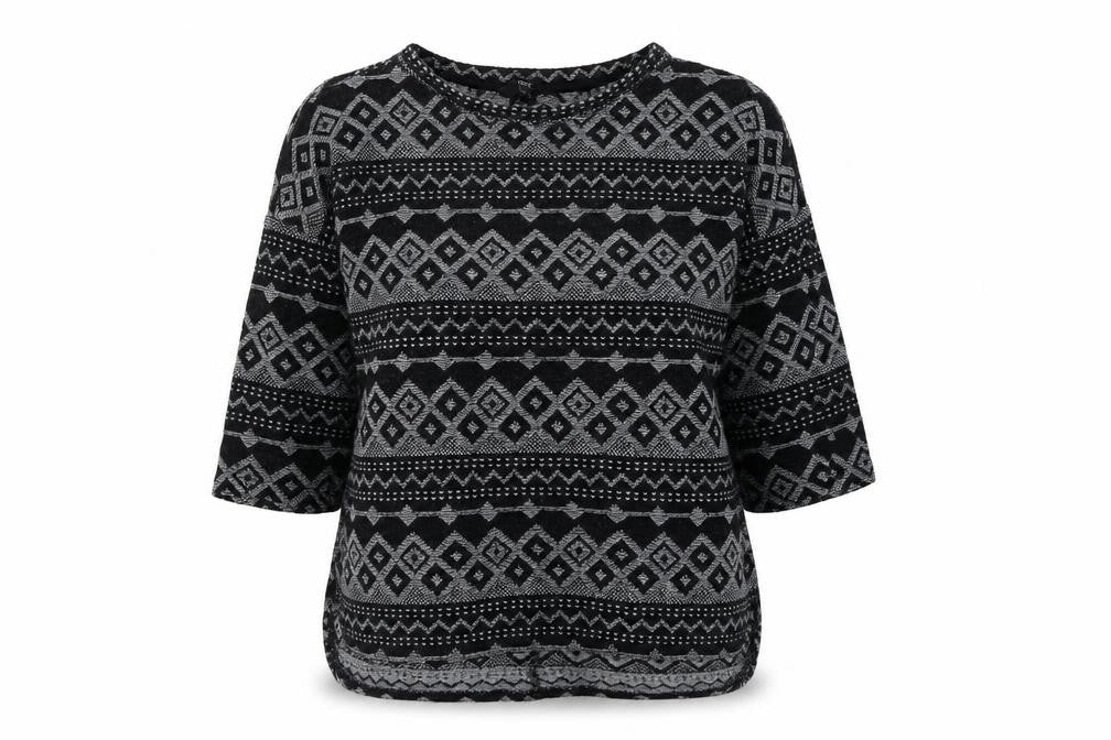 NEXT Womens Black Round Neck Geometric Polyester Pullover Jumper Size 10