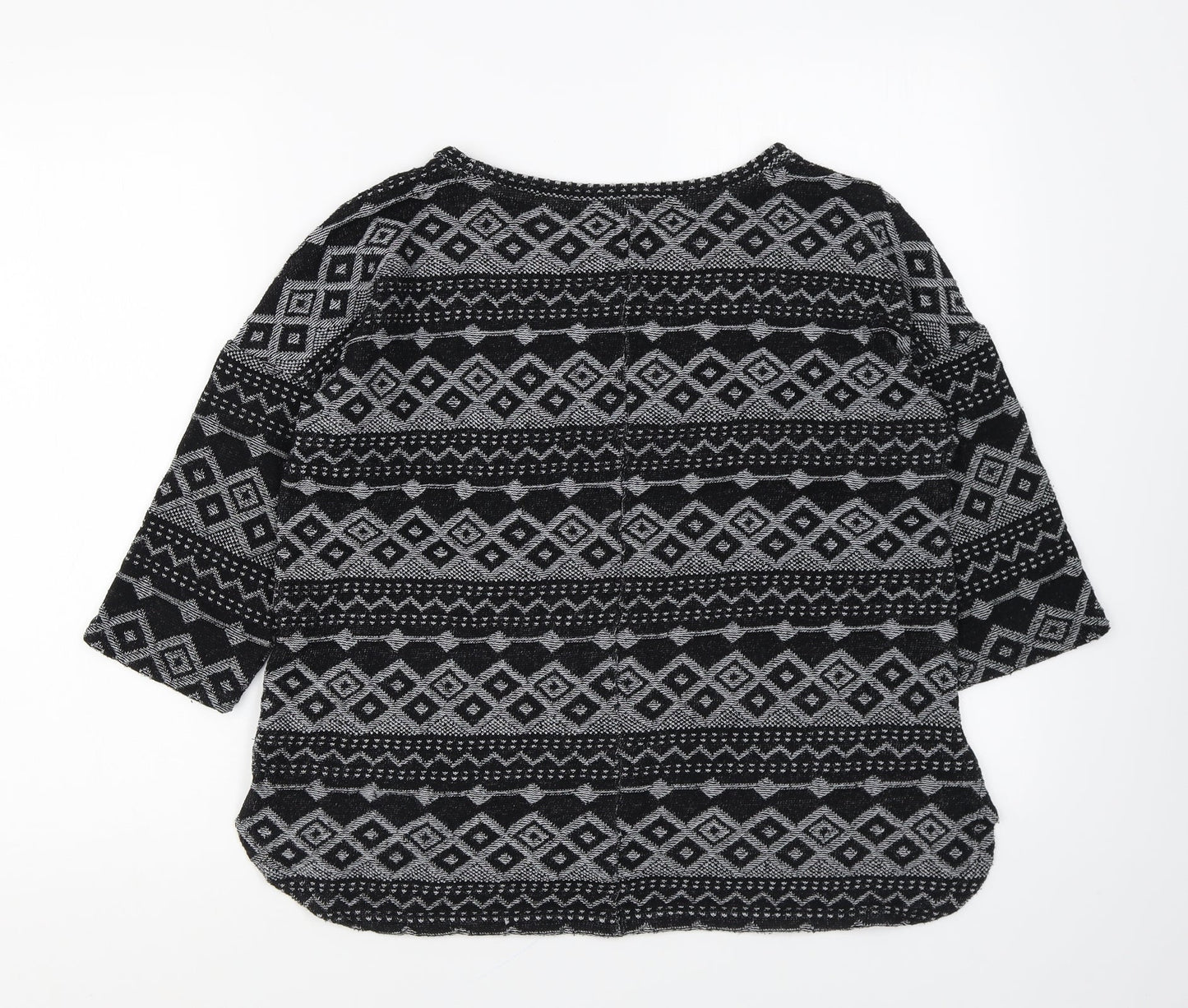NEXT Womens Black Round Neck Geometric Polyester Pullover Jumper Size 10