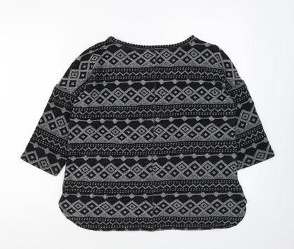 Next Womens Black Round Neck Geometric Polyester Pullover Jumper Size 10