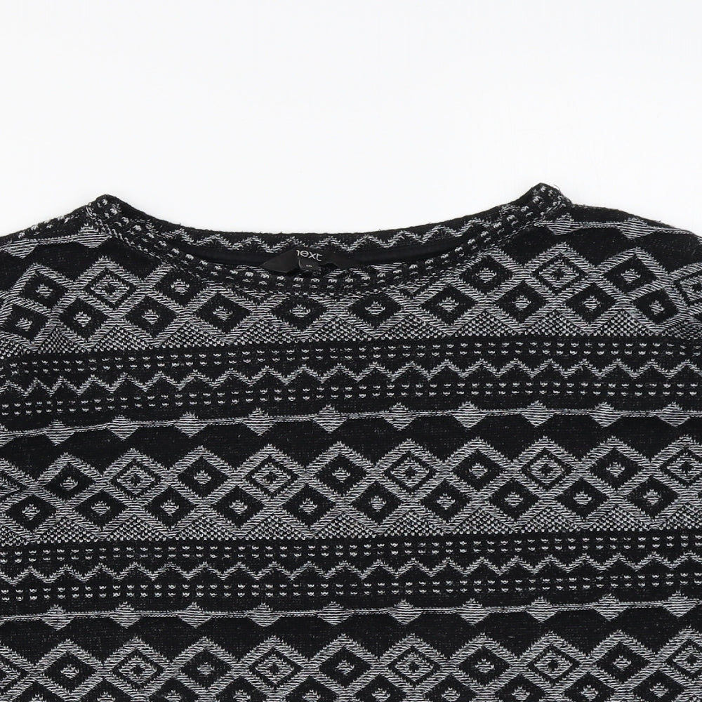 NEXT Womens Black Round Neck Geometric Polyester Pullover Jumper Size 10