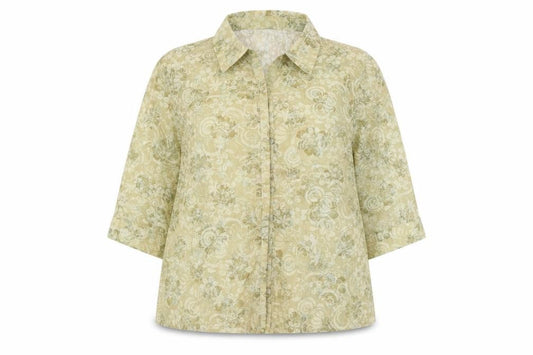 Bonmarché Womens Yellow Floral Polyester Basic Button-Up Size 20 Collared