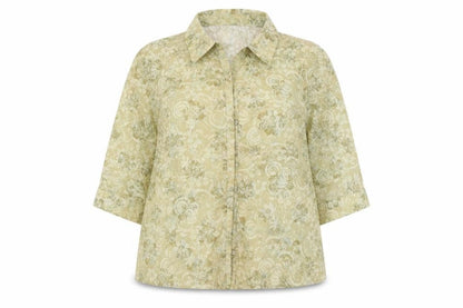 Bonmarché Womens Yellow Floral Polyester Basic Button-Up Size 20 Collared
