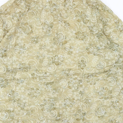 Bonmarché Womens Yellow Floral Polyester Basic Button-Up Size 20 Collared