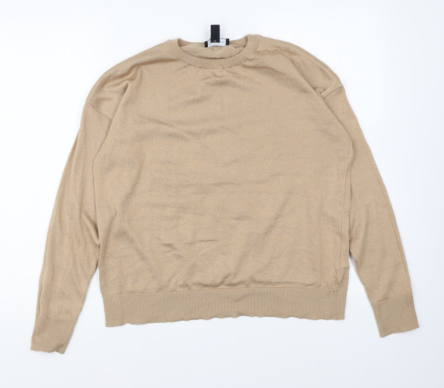 New Look Womens Beige Round Neck Polyester Pullover Jumper Size S