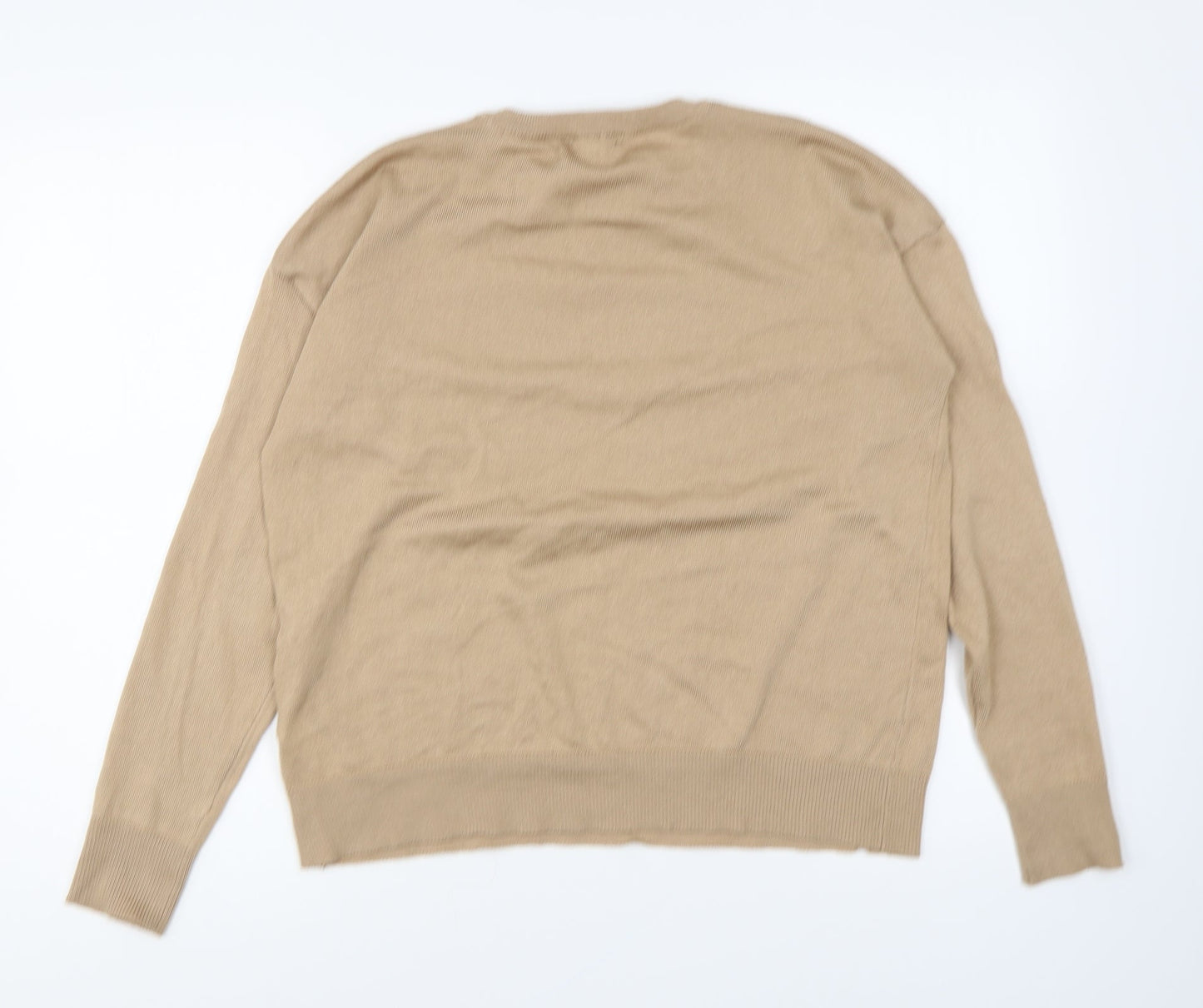 New Look Womens Beige Round Neck Polyester Pullover Jumper Size S