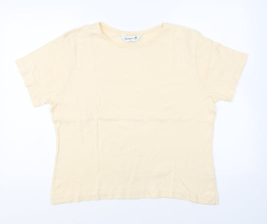 Jumper Womens Yellow Cotton Basic T-Shirt Size XL Round Neck