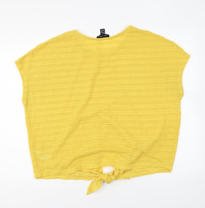 New Look Womens Yellow Round Neck Polyester Pullover Jumper Size L