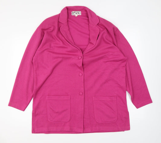 Bader Womens Pink Collared Polyester Cardigan Jumper Size L