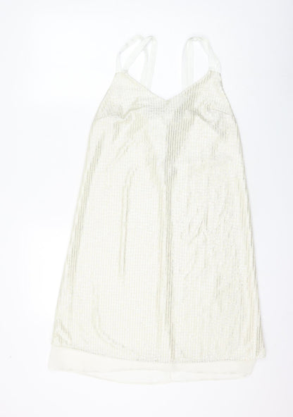 Next Womens White Polyester Shift Size 8 Round Neck Pullover