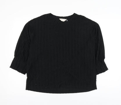 Tu Womens Black Round Neck Polyester Pullover Jumper Size 12