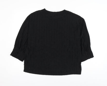 Tu Womens Black Round Neck Polyester Pullover Jumper Size 12