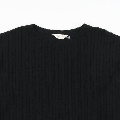 Tu Womens Black Round Neck Polyester Pullover Jumper Size 12