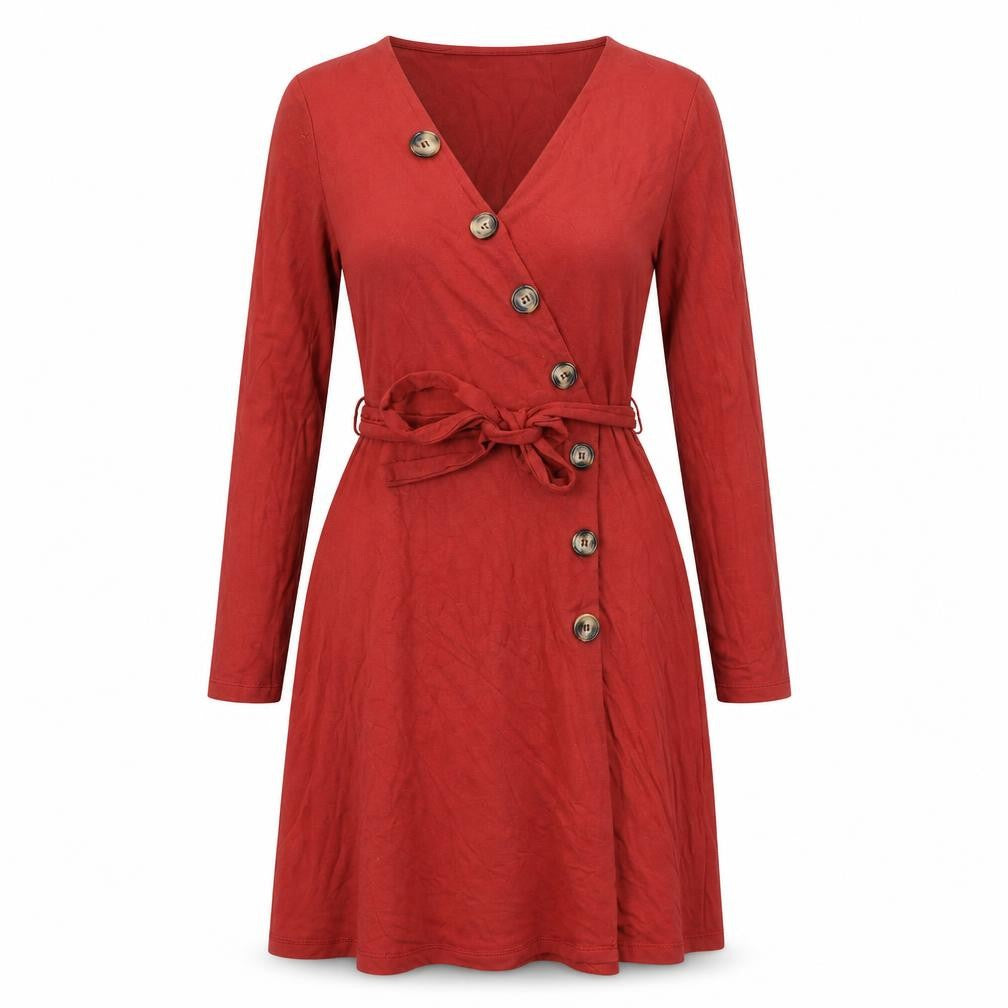 F&F Womens Red Viscose A-Line Size 8 V-Neck Pullover