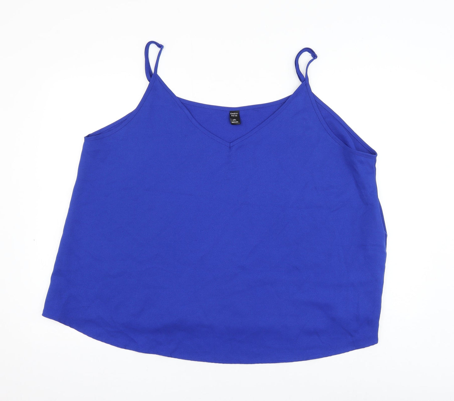 Emery Rose Womens Blue Polyester Camisole Tank Size 4XL V-Neck
