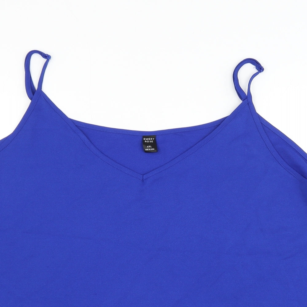 Emery Rose Womens Blue Polyester Camisole Tank Size 4XL V-Neck