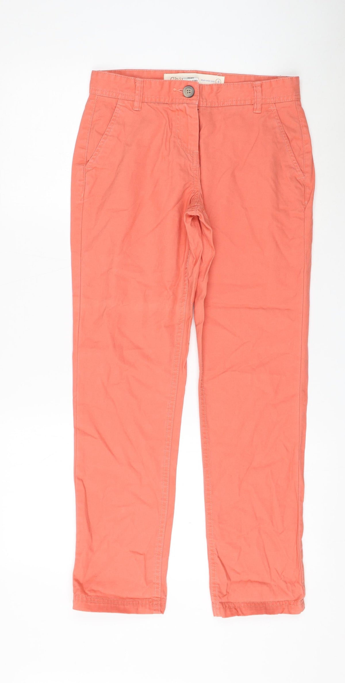 NEXT Womens Pink Cotton Chino Trousers Size 6 L28 in Regular Zip