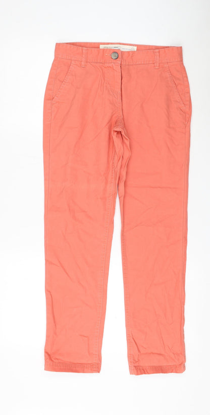 Next Womens Pink Cotton Chino Trousers Size 6 L28 in Regular Zip
